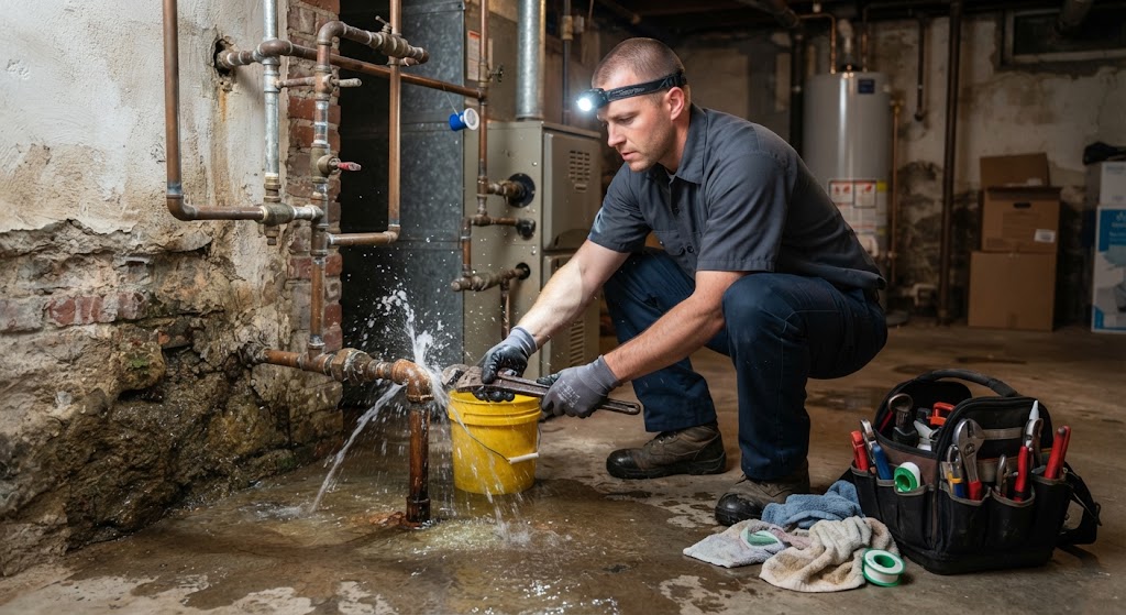 Emergency main water shutoff valve being turned off